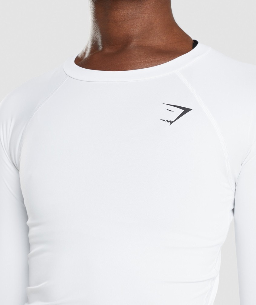 White Women's Gymshark Training Baselayer Long Sleeve Top T-Shirts | USA-16790