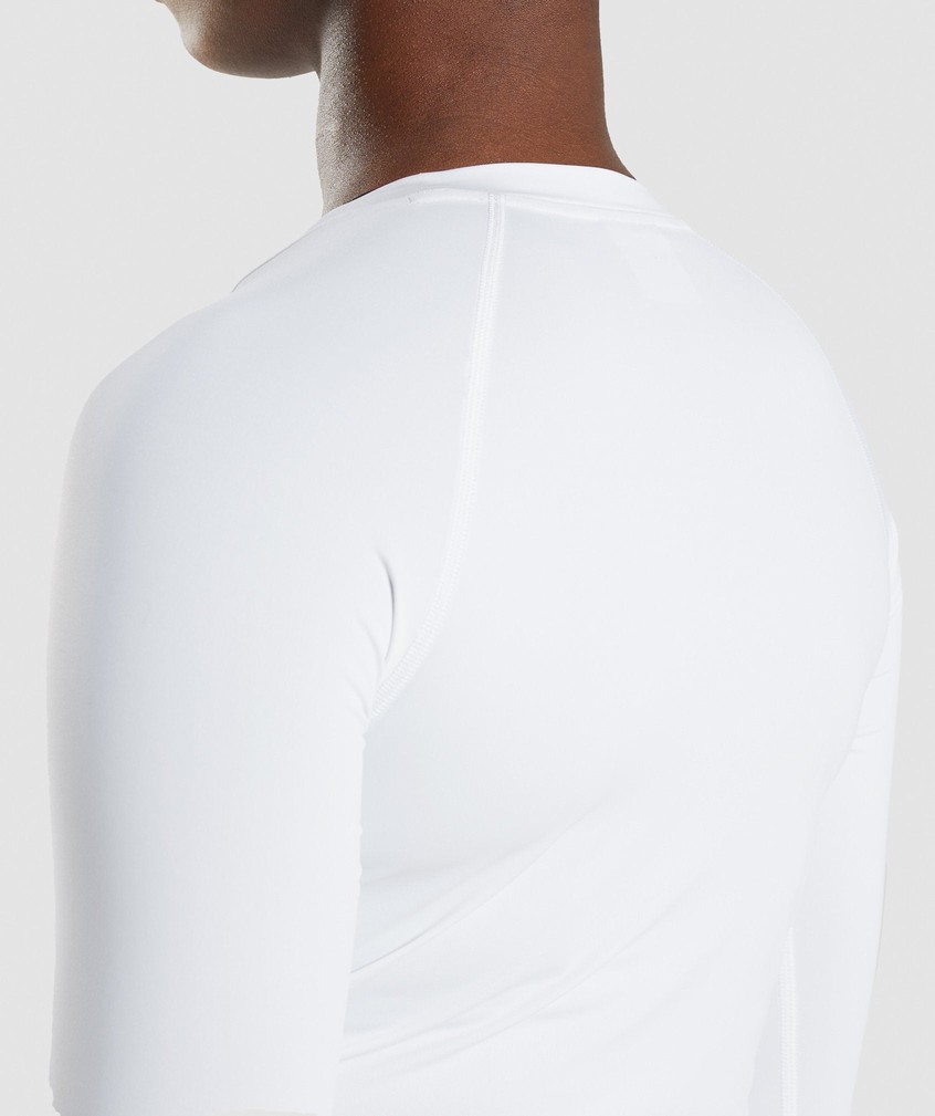 White Women's Gymshark Training Baselayer Long Sleeve Top T-Shirts | USA-16790