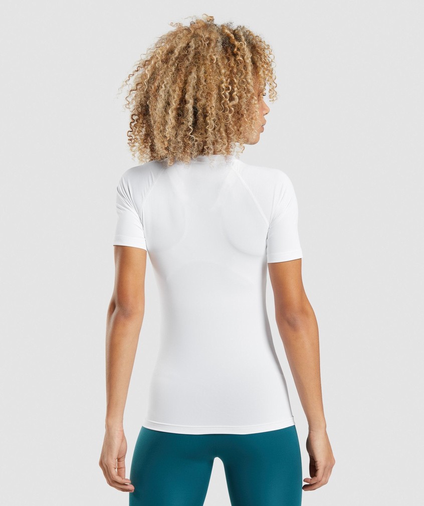 White Women's Gymshark Training Baselayer T-Shirts | USA-18243