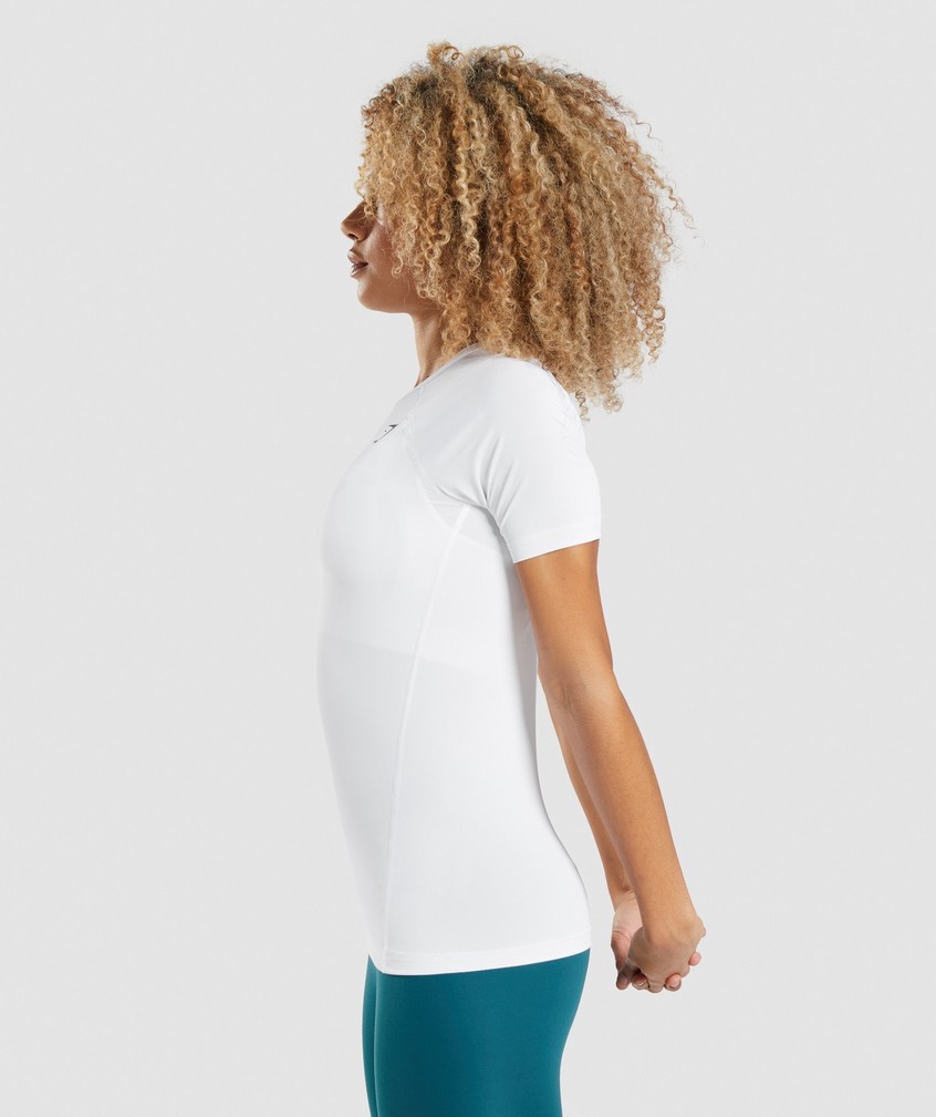 White Women's Gymshark Training Baselayer T-Shirts | USA-18243