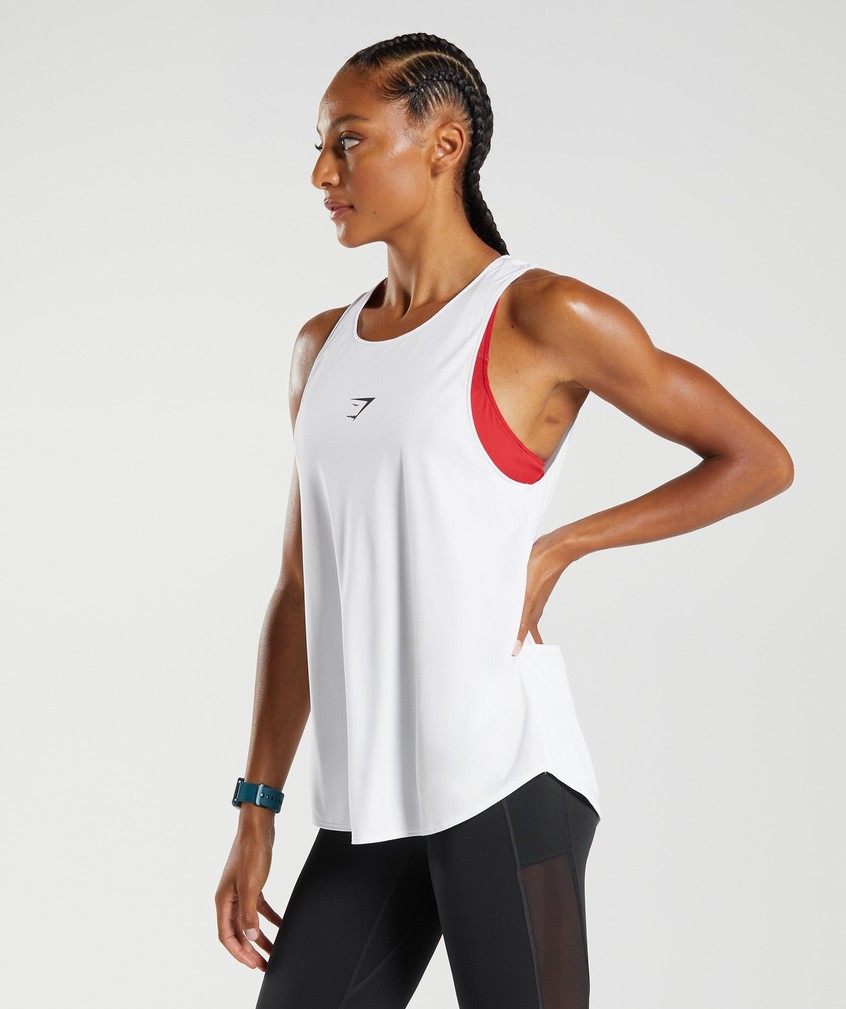 White Women's Gymshark Training Brandmark Tank | USA-71620