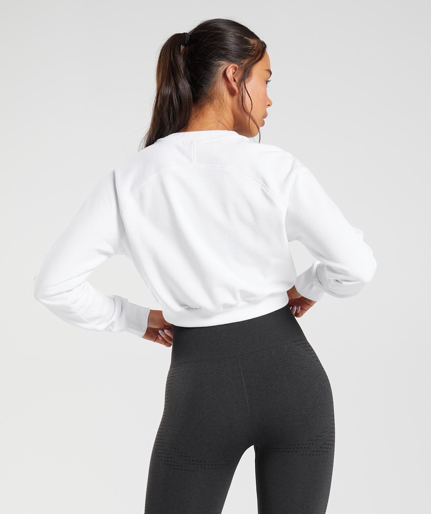 White Women's Gymshark Training Cropped Sweater | USA-29078