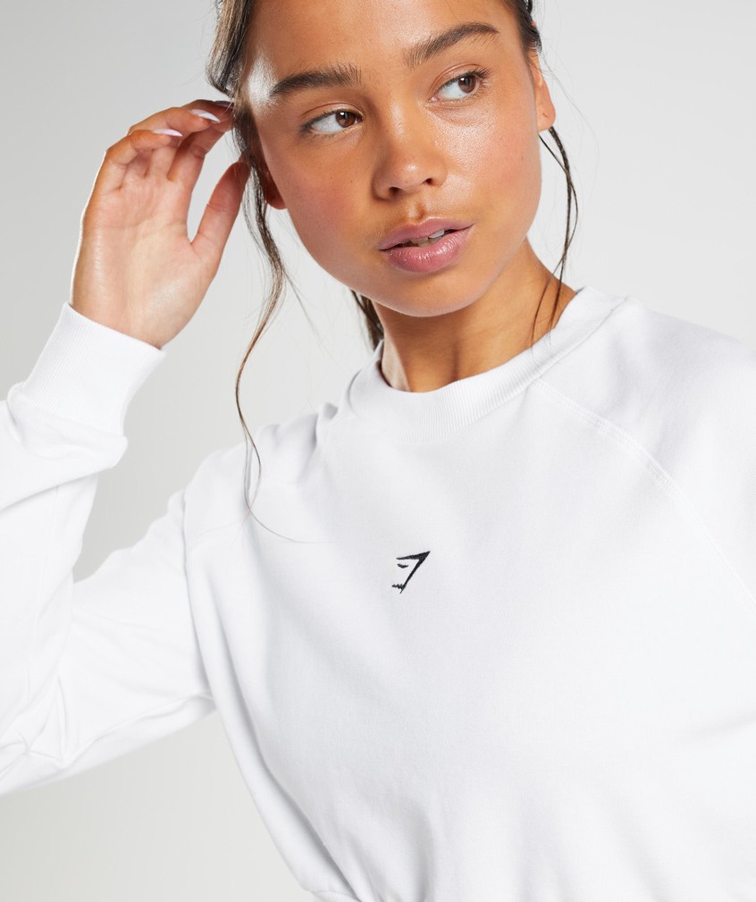 White Women's Gymshark Training Cropped Sweater | USA-29078