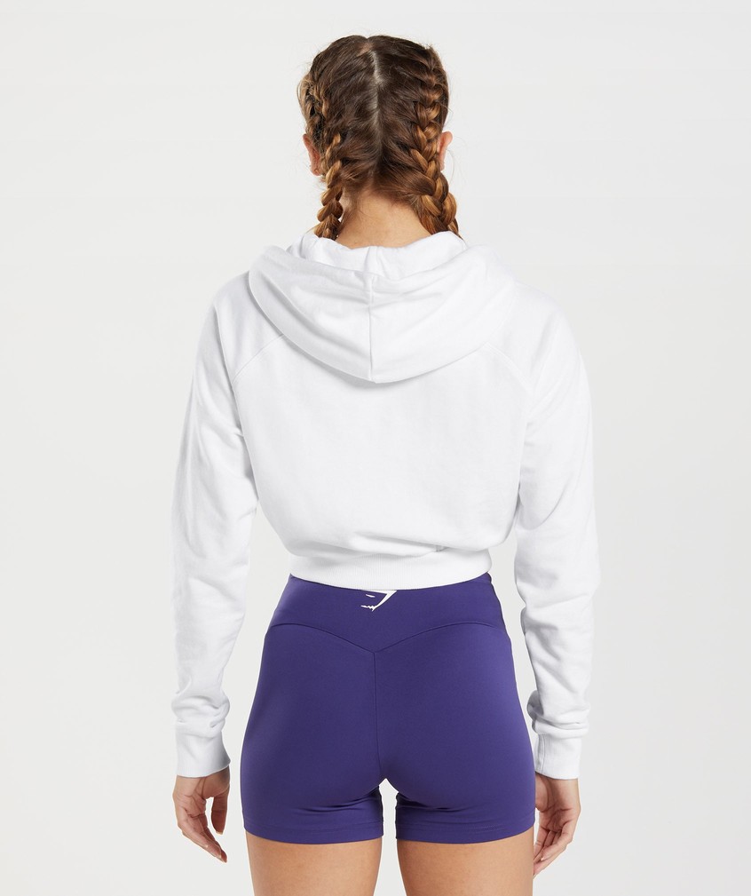 White Women's Gymshark Training Cropped Hoodie | USA-38946