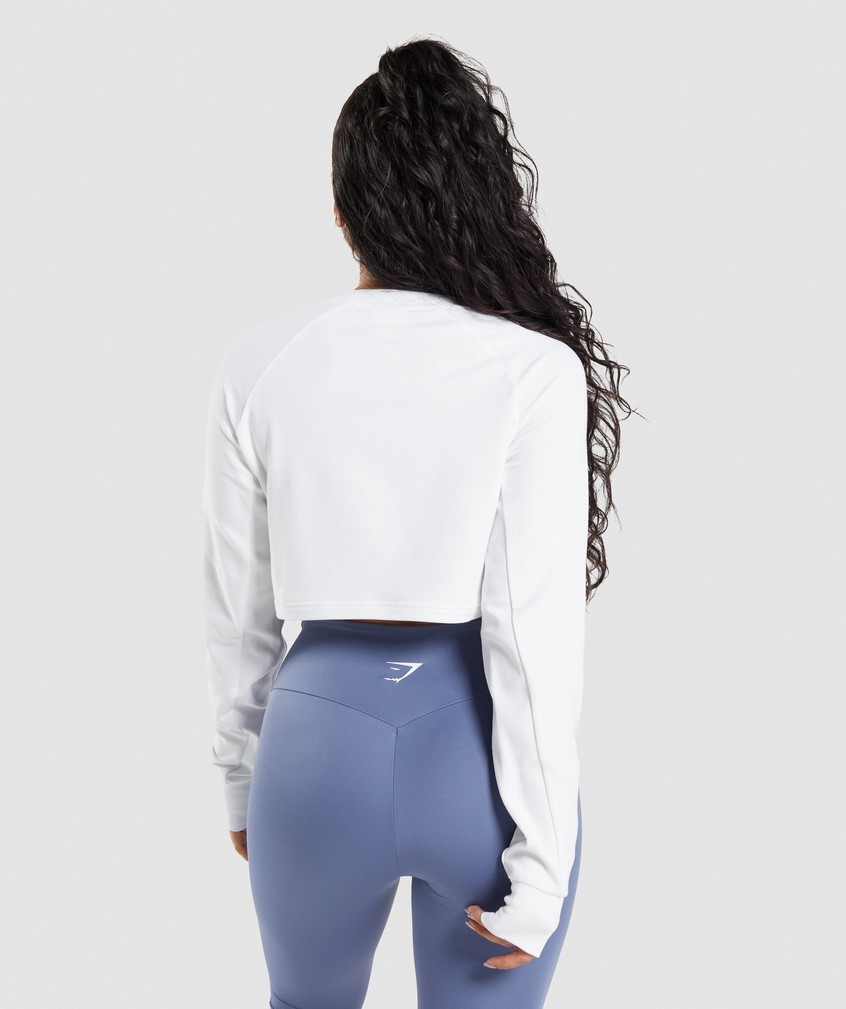 White Women's Gymshark Training Cropped Sweater | USA-84503