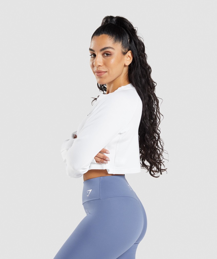 White Women's Gymshark Training Cropped Sweater | USA-84503