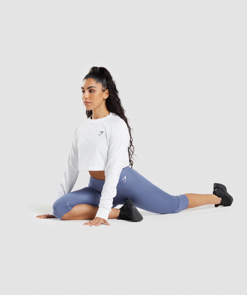 White Women's Gymshark Training Cropped Sweater | USA-84503