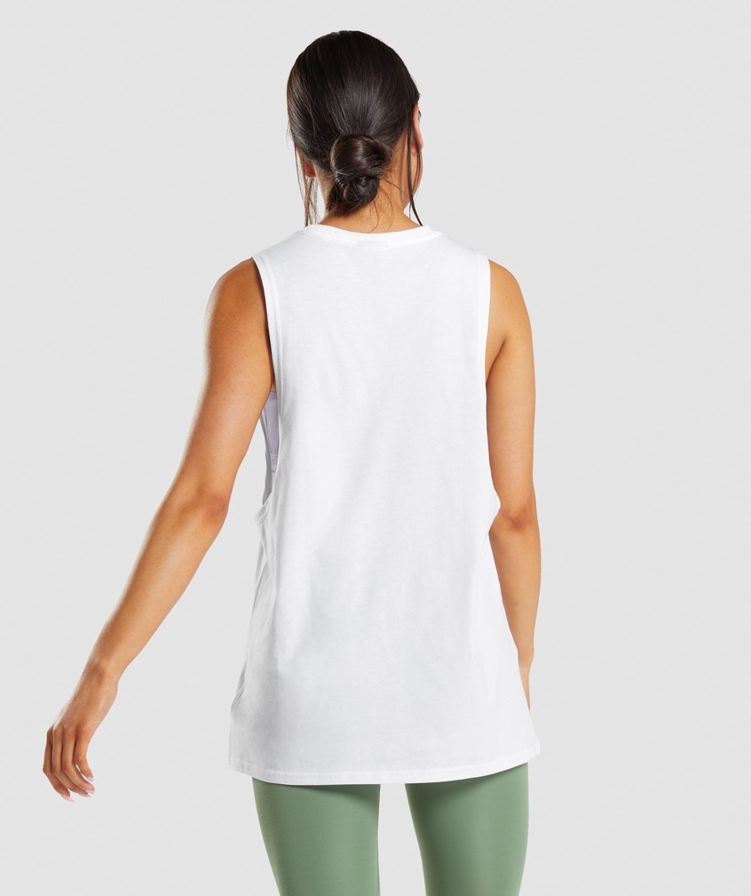 White Women's Gymshark Training Drop Arm Tank | USA-52971