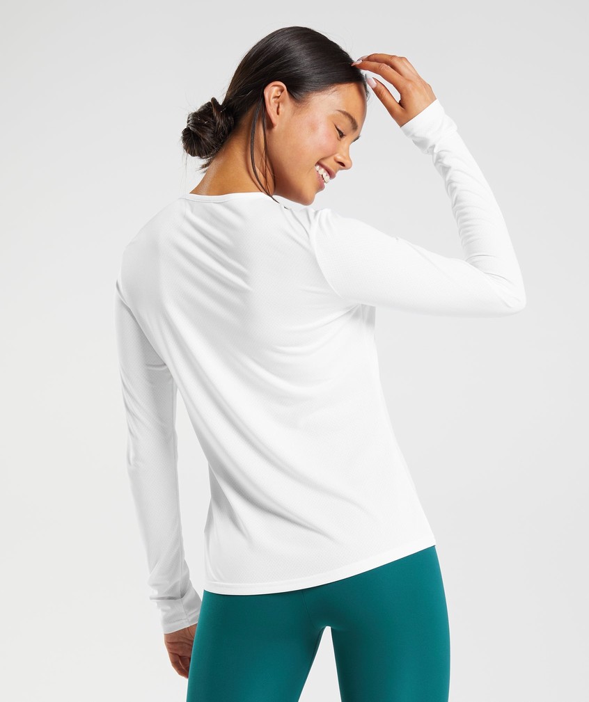 White Women's Gymshark Training Long Sleeve Top T-Shirts | USA-93605