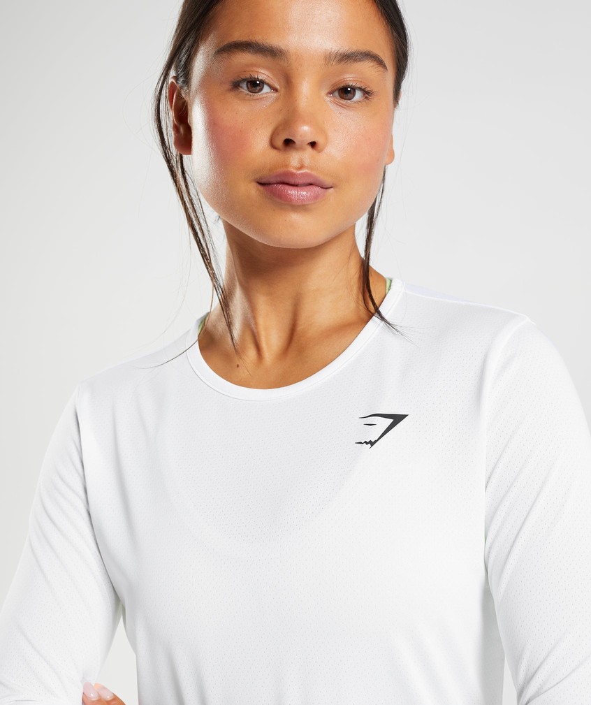 White Women's Gymshark Training Long Sleeve Top T-Shirts | USA-93605