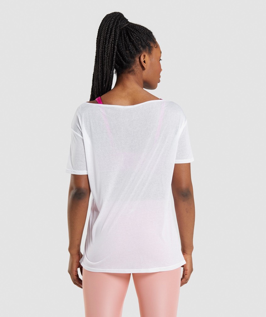 White Women's Gymshark Training Oversized Top T-Shirts | USA-34652