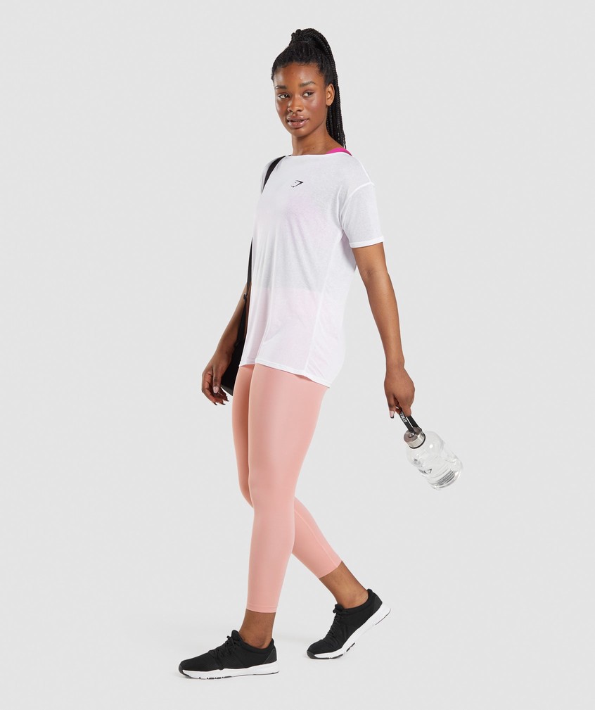 White Women's Gymshark Training Oversized Top T-Shirts | USA-34652