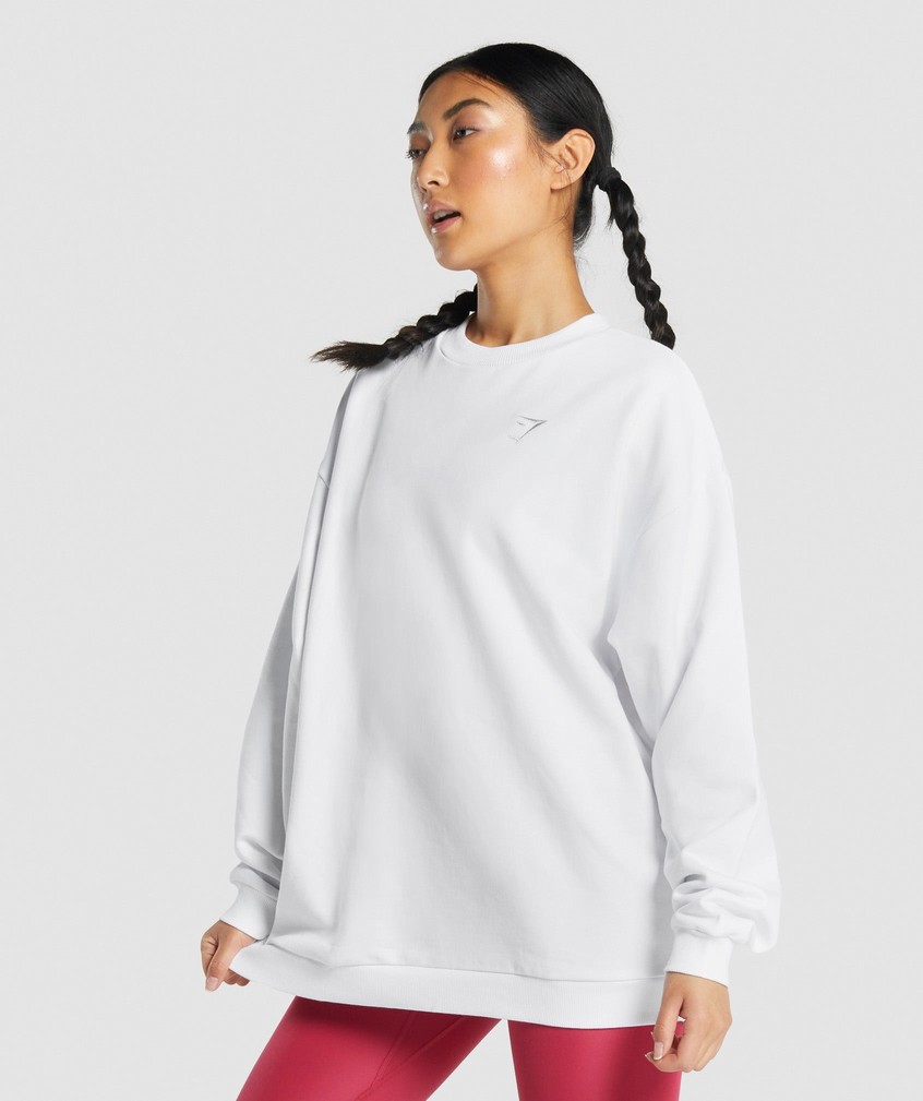 White Women's Gymshark Training Oversized Swea Pullover | USA-64203