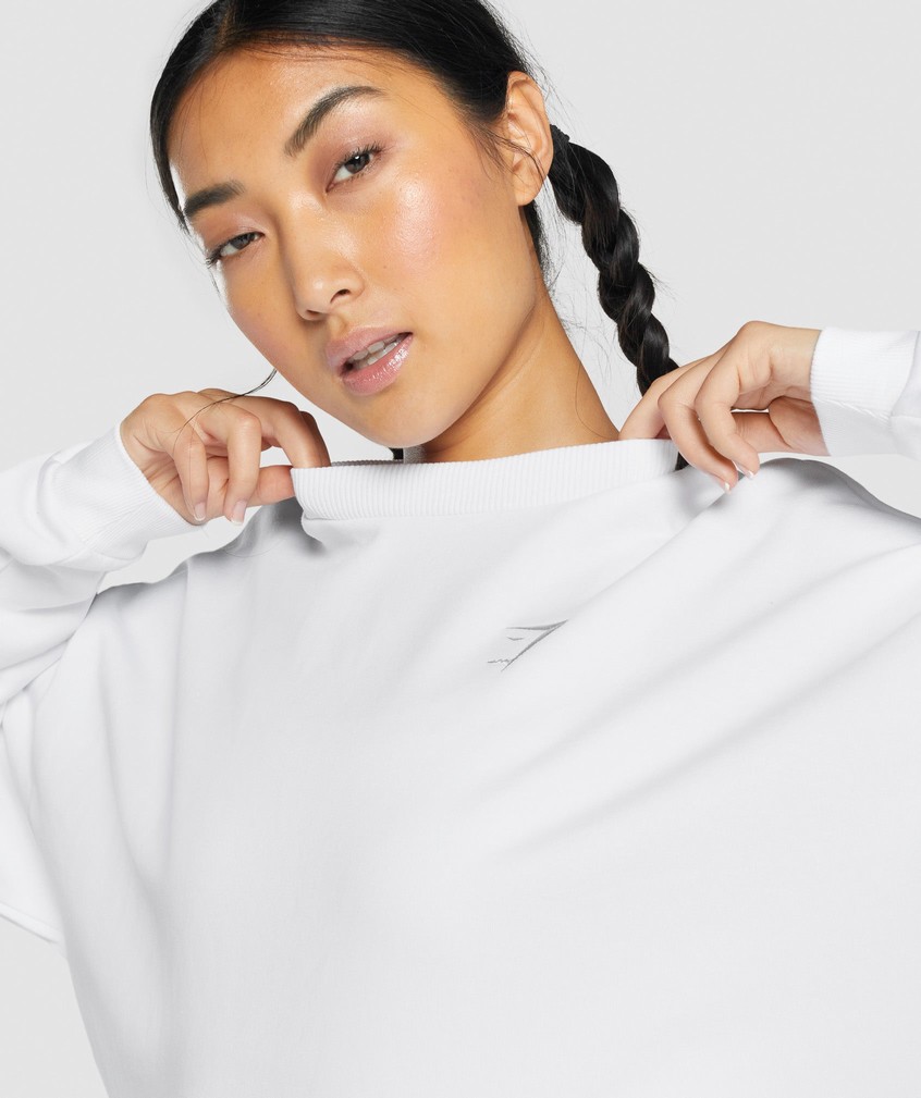 White Women's Gymshark Training Oversized Swea Pullover | USA-64203