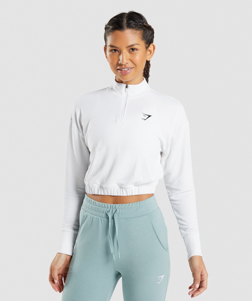 White Women\'s Gymshark Training Pippa Pullover | USA-49326