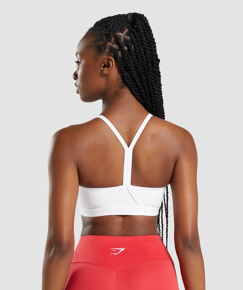 White Women's Gymshark V Neck Sports Bra | USA-36582