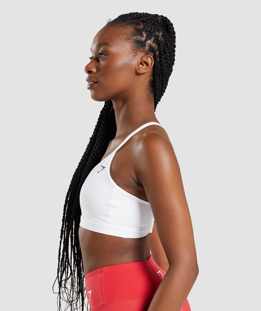 White Women's Gymshark V Neck Sports Bra | USA-36582