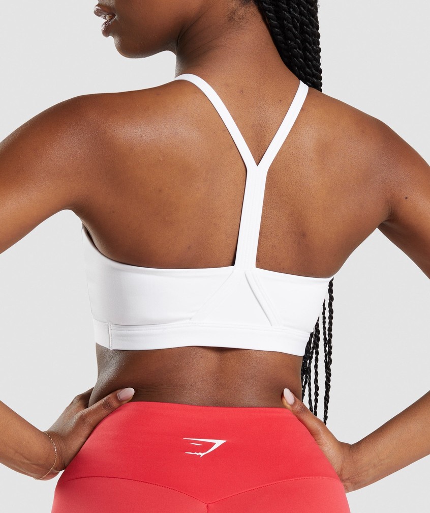 White Women's Gymshark V Neck Sports Bra | USA-36582