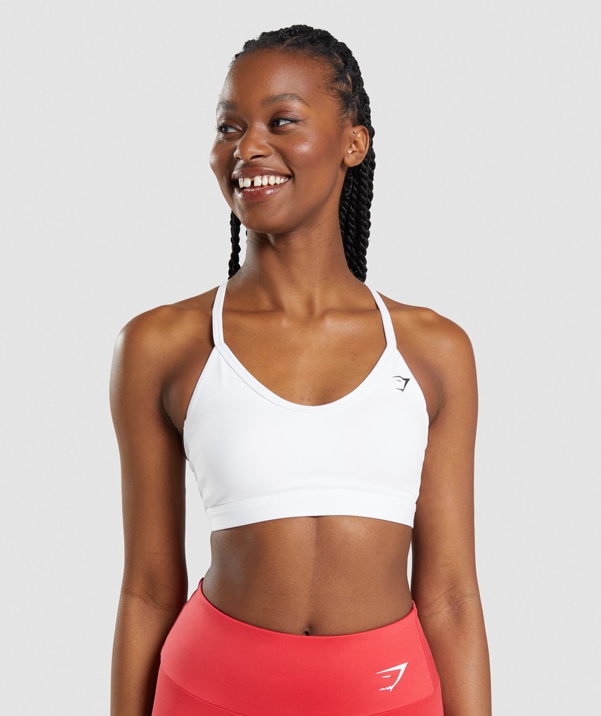 White Women\'s Gymshark V Neck Sports Bra | USA-36582