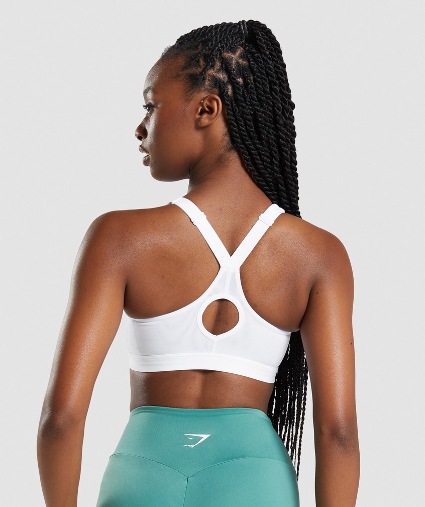 White Women's Gymshark Zip Up Sports Bra | USA-16793