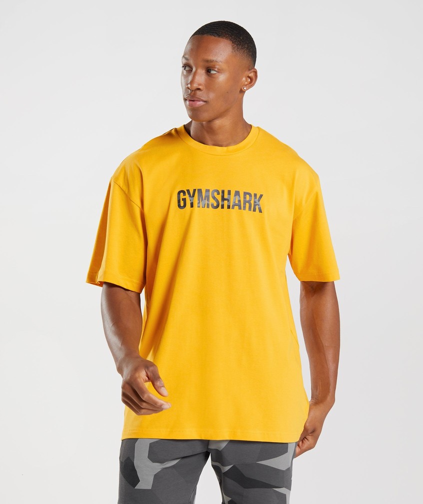 Yellow Men\'s Gymshark Apollo Infill Oversized T-Shirts | USA-28574