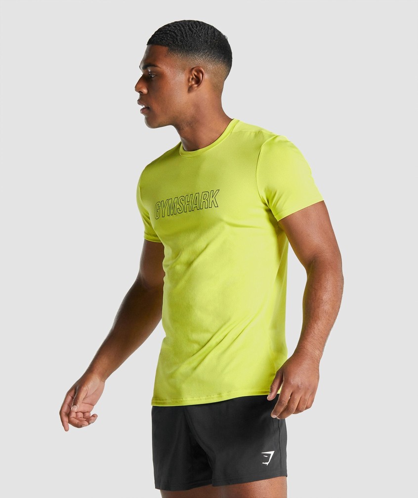 Yellow Men's Gymshark Arrival Graphic T-Shirts | USA-01964