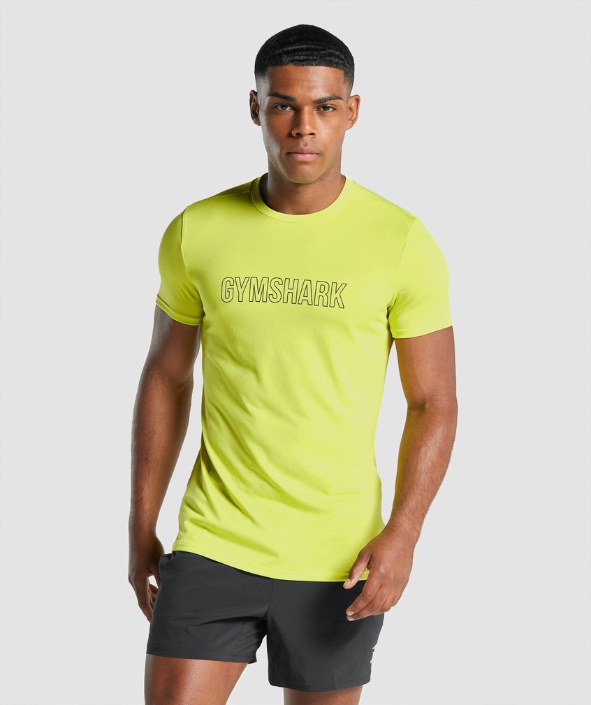 Yellow Men\'s Gymshark Arrival Graphic T-Shirts | USA-01964