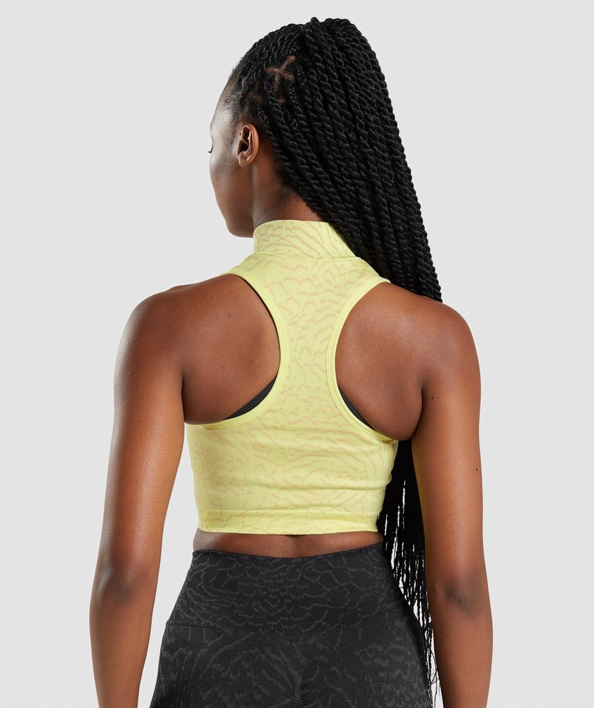 Yellow Women's Gymshark Adapt Animal Seamless Crop 1/2 Zip T-Shirts | USA-31597