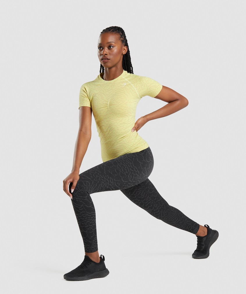 Yellow Women's Gymshark Adapt Animal Seamless T-Shirts | USA-68937