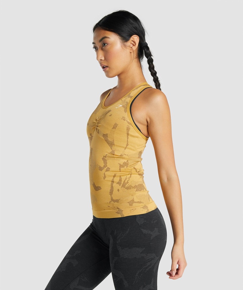 Yellow Women's Gymshark Adapt Camo Seamless Tank | USA-27349