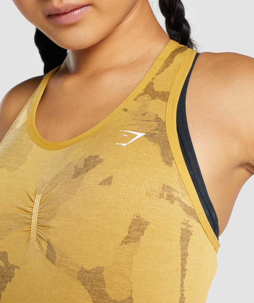 Yellow Women's Gymshark Adapt Camo Seamless Tank | USA-27349