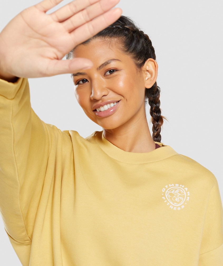 Yellow Women's Gymshark Legacy Graphic Swea Pullover | USA-80164