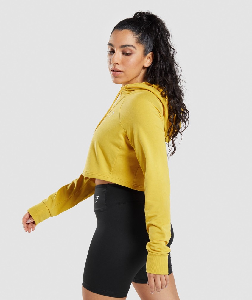 Yellow Women's Gymshark Training Cropped Hoodie | USA-36240